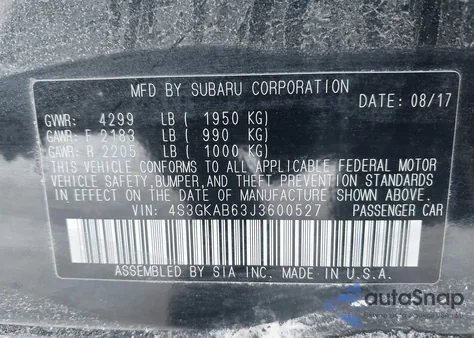 2018 Subaru Impreza 2.0I Premium from USA, damaged, VIN 4S3GKAB63J3600527